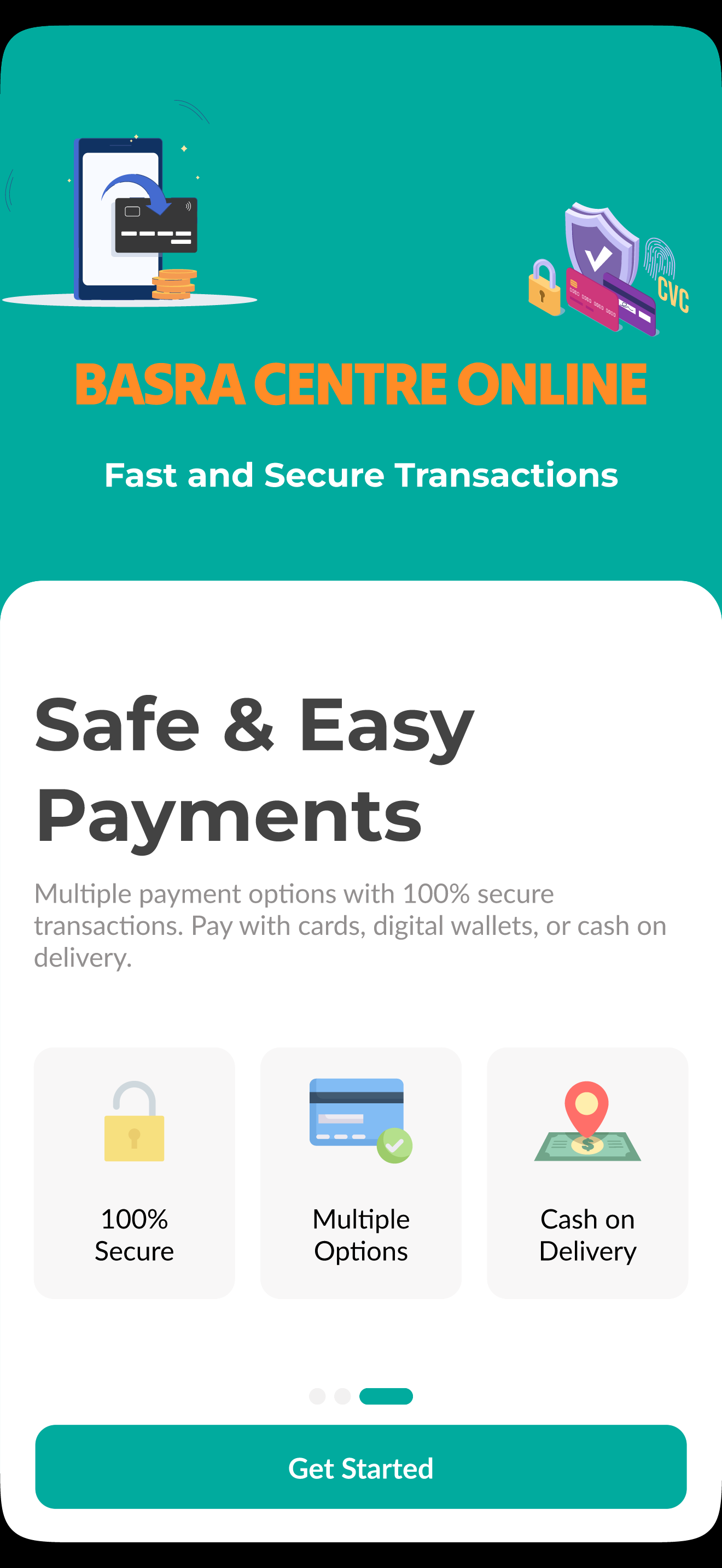 شاشة تطبيق بصرة سنتر